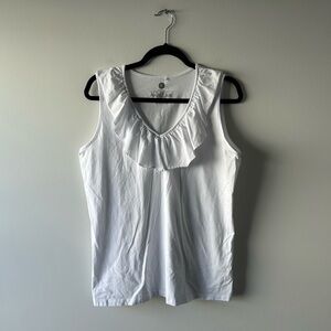 Ana Clare white sleeveless cotton blend top